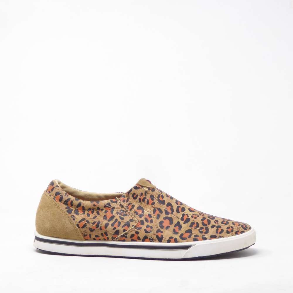 Twisted X Women Honey, Black & Carrot Slip On Shoes Leopard Print Cork Tan Sz 7